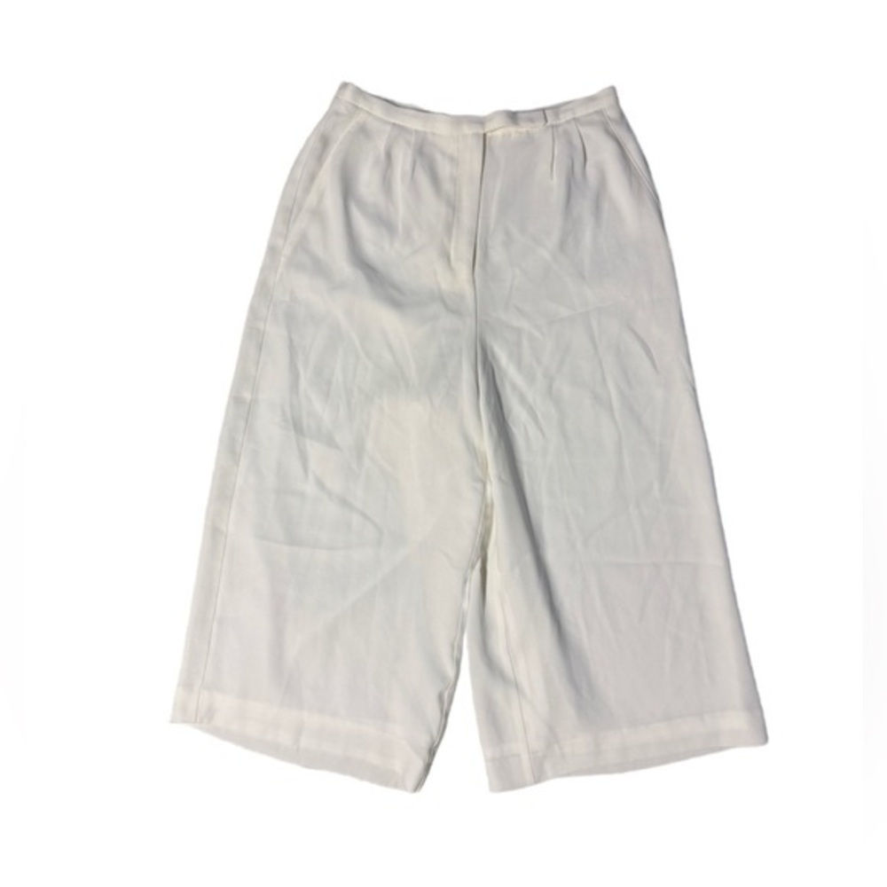 Babaton White Wide Leg Goucho Pants Culotte Cropped Flowy Minimalist Size 6